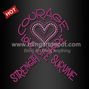 Breast Cancer Rhinestone Transfers Love Life Survive Strength Hope Breast Cancer Rhinestone Transfers Love Life Survive Strength Hope