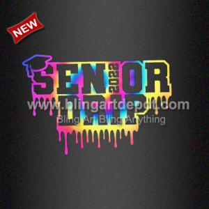 Tie Die Pattern Vinyl Senior Drip 2022 White Ink Plastisol Transfer for Shirts