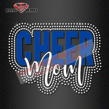 Cheer Mom iron on rhinestone transfer applique patch your color choice