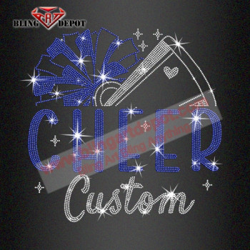 Hotfix Crystal Rhinestones Cheer Iron on Heat Transfer
