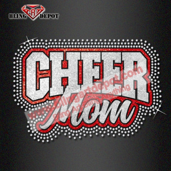 Cheer Iron-On Transfers Rhinestone Cheer mom HOt fix glitter Transfer Cheer Iron-On Transfers Rhinestone Cheer mom HOt fix glitter Transfer