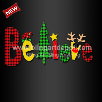 Buffalo Plaid Heat Printing Vinyl Film Believe Hot Fix Transfers for Christmas Kids Shirt