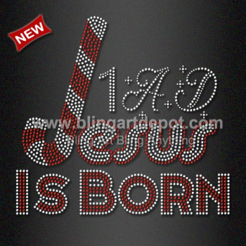 Jesus is Born Rhinestone Transfers Xmas Present Bling for T-shirt Jesus is Born Rhinestone Transfers Xmas Present Bling for T-shirt